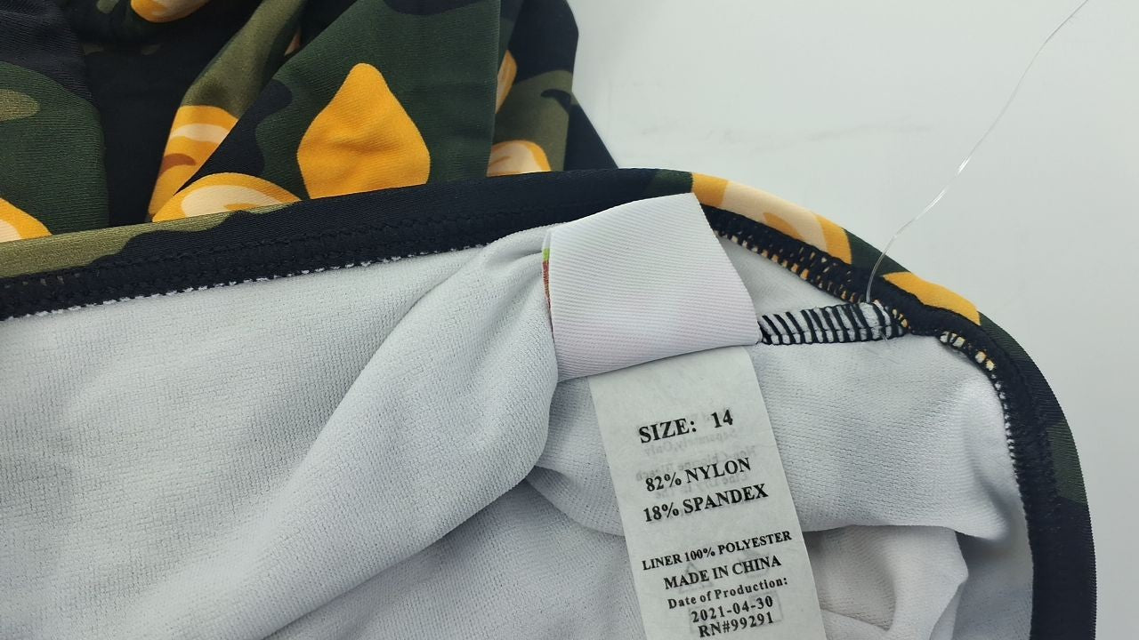 Girls Daisy Beach Sport Swimsuit Rylie Army Green 14 by Kanu Surf