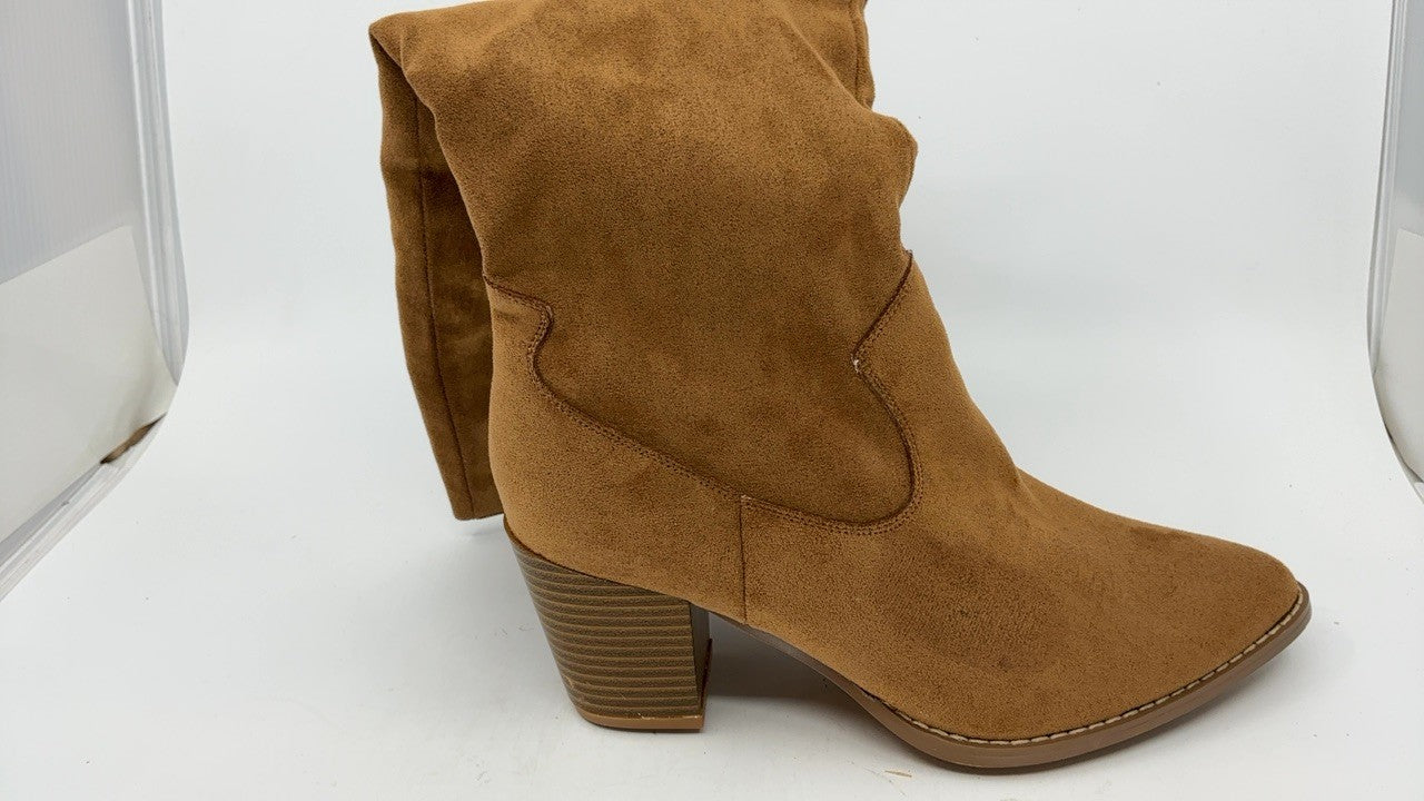 Fashion Knee High Suede Boots for Women Size 10 Brown Chunky Heel