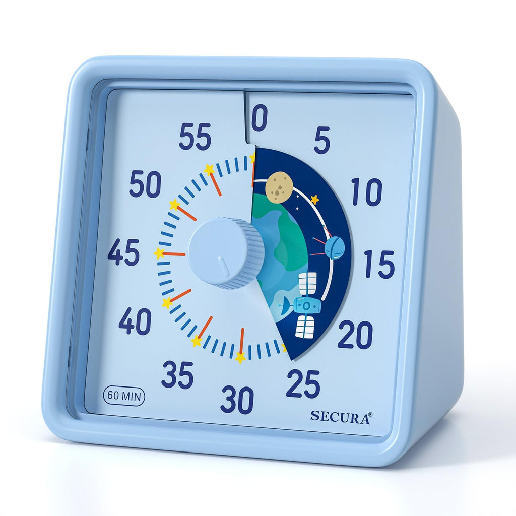 Visual Timer for Kids, 60-Minute, Blue Plastic, Silent Time Management Tool