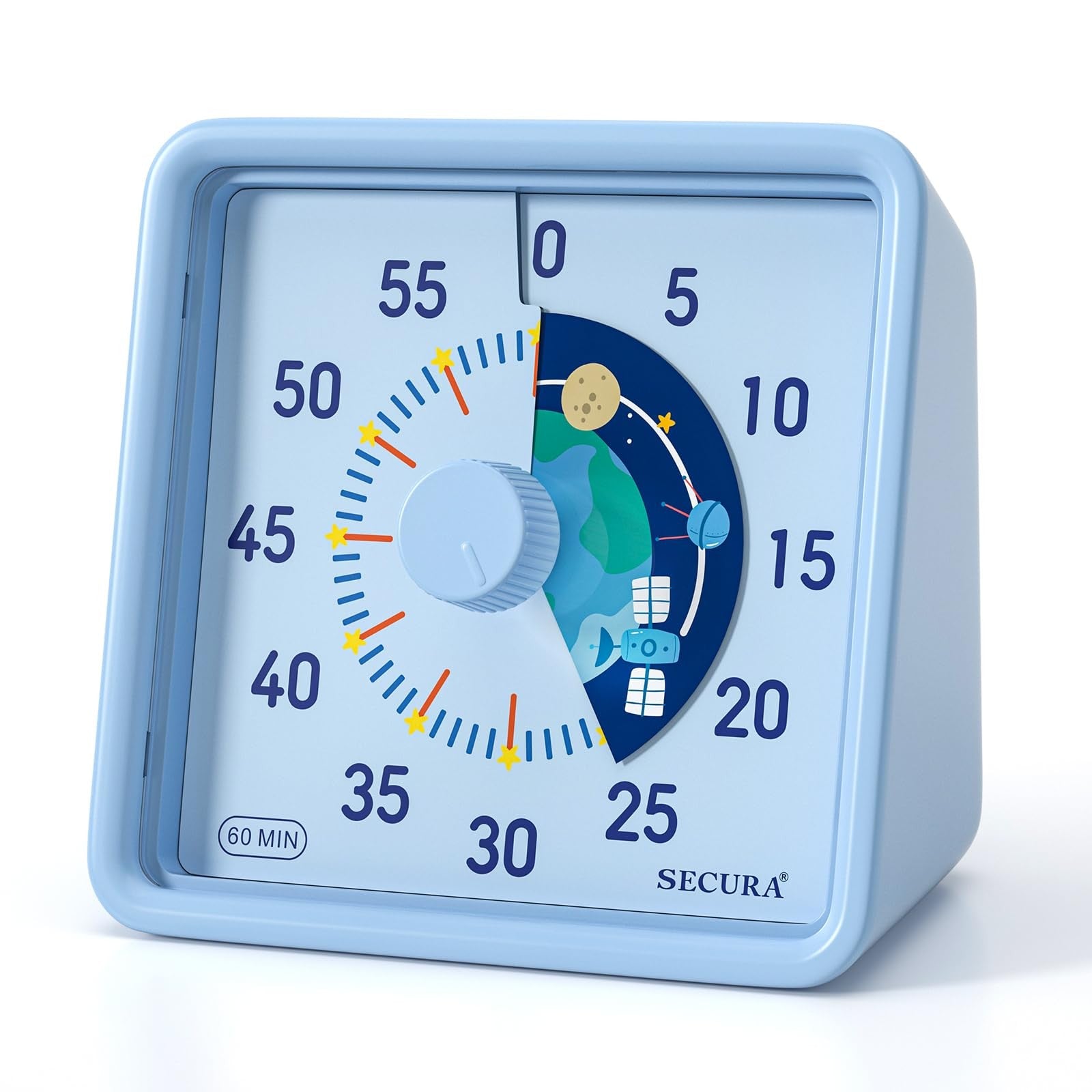 Visual Timer for Kids, 60-Minute, Blue Plastic, Silent Time Management Tool