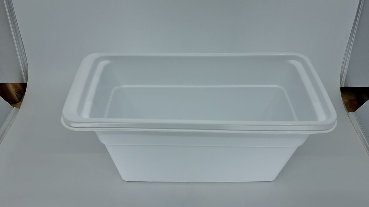 Rubbermaid Ice Cube Bin, White, Holds 4 Trays, Compact Design, Durable Plastic