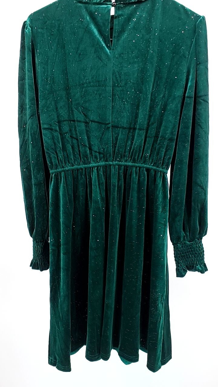 Glitter Mock Neck Long Sleeve Mini Dress