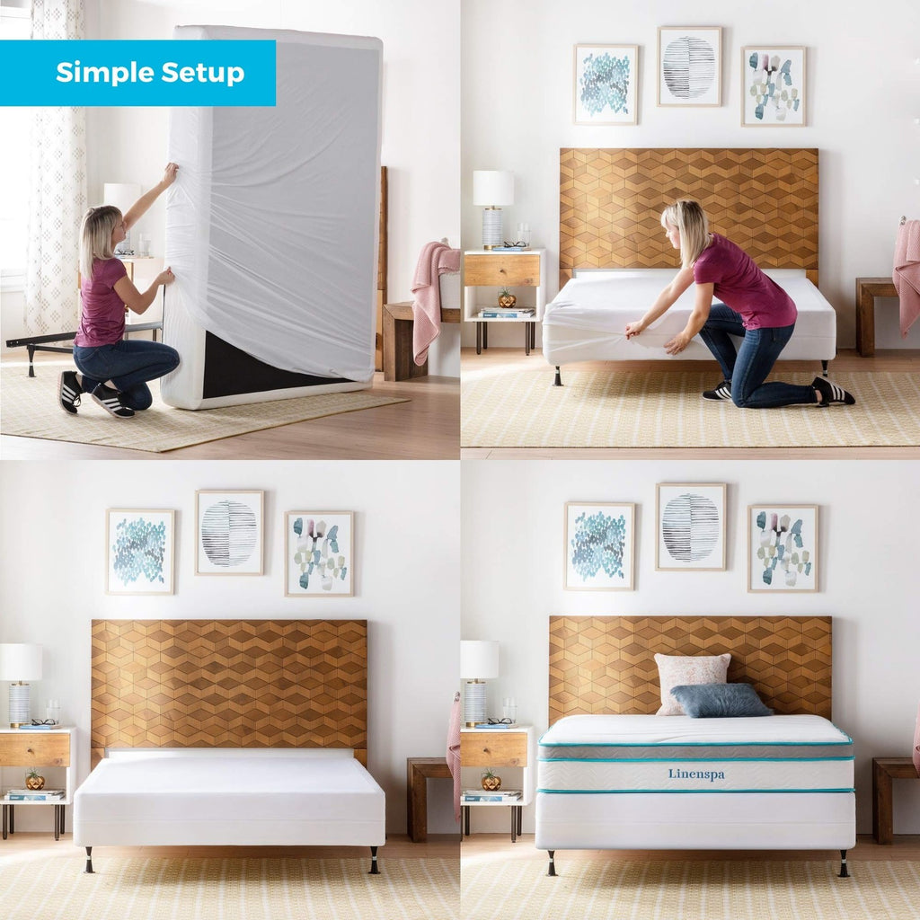 Queen Box Spring Encasement Cover - Waterproof Zippered Protector - White