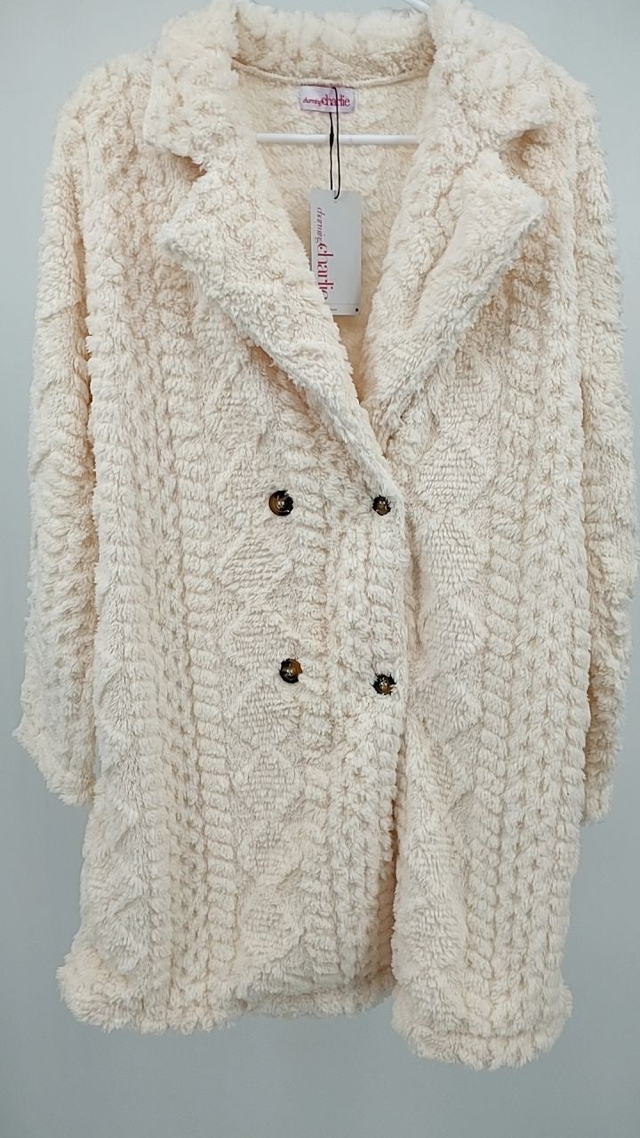 Fleece Double-Breasted Longline Coat