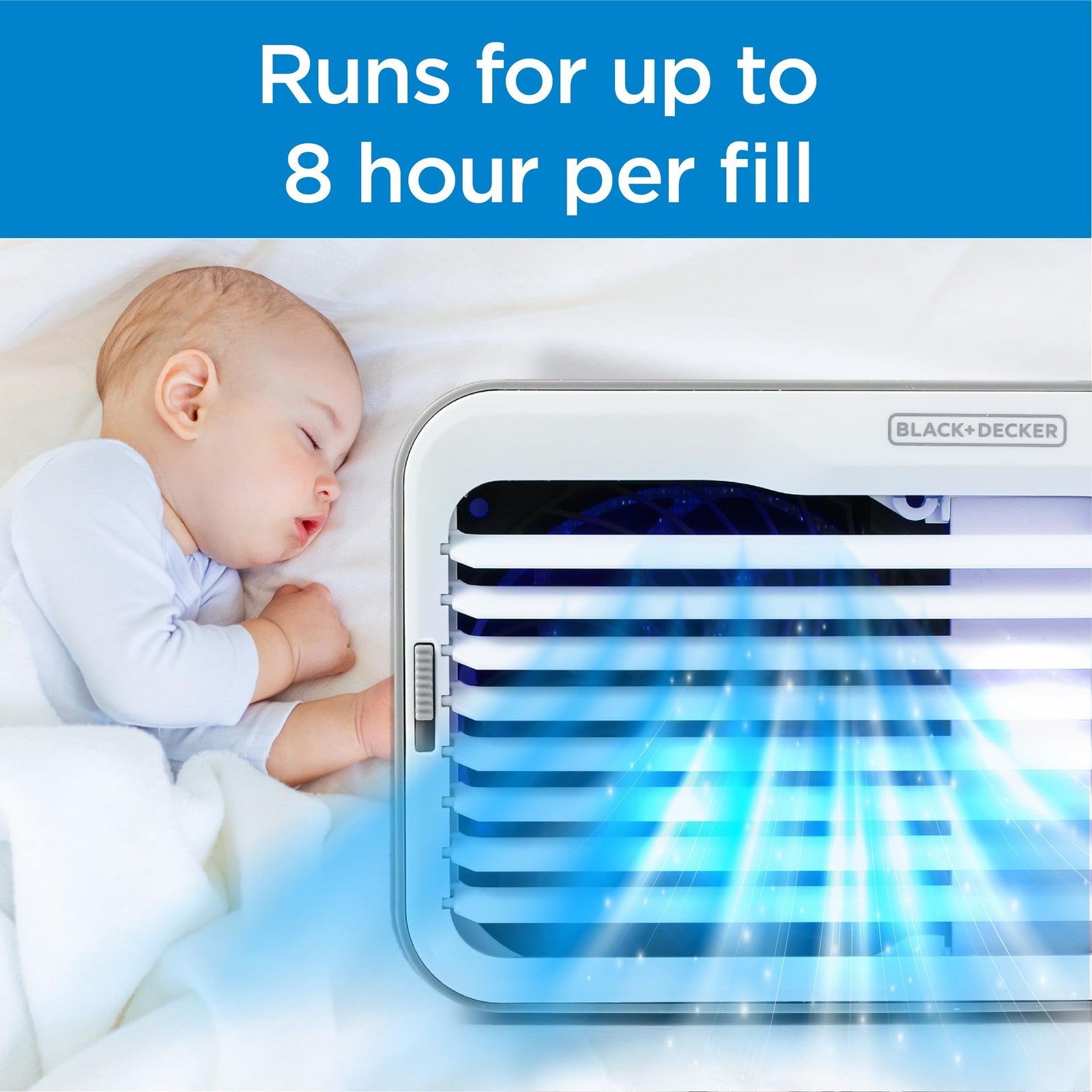 BLACK+DECKER Personal Fan, 3-Speed Air Cooler, White/Gray, Desktop Use