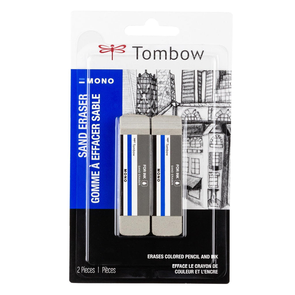 2-Pack Tombow Mono Sand Eraser, Silica Eraser for Ink & Pencil Marks