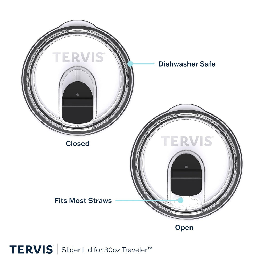 Clear Tervis Slider Lid Fits 30oz Stainless Steel Tumbler, Insulated