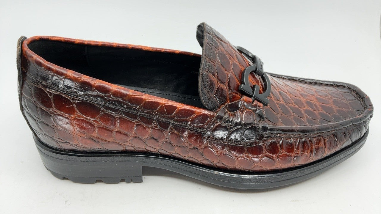 Luxury Brown Leather Penny Loafers for Men, Handmade Slip-On Shoes