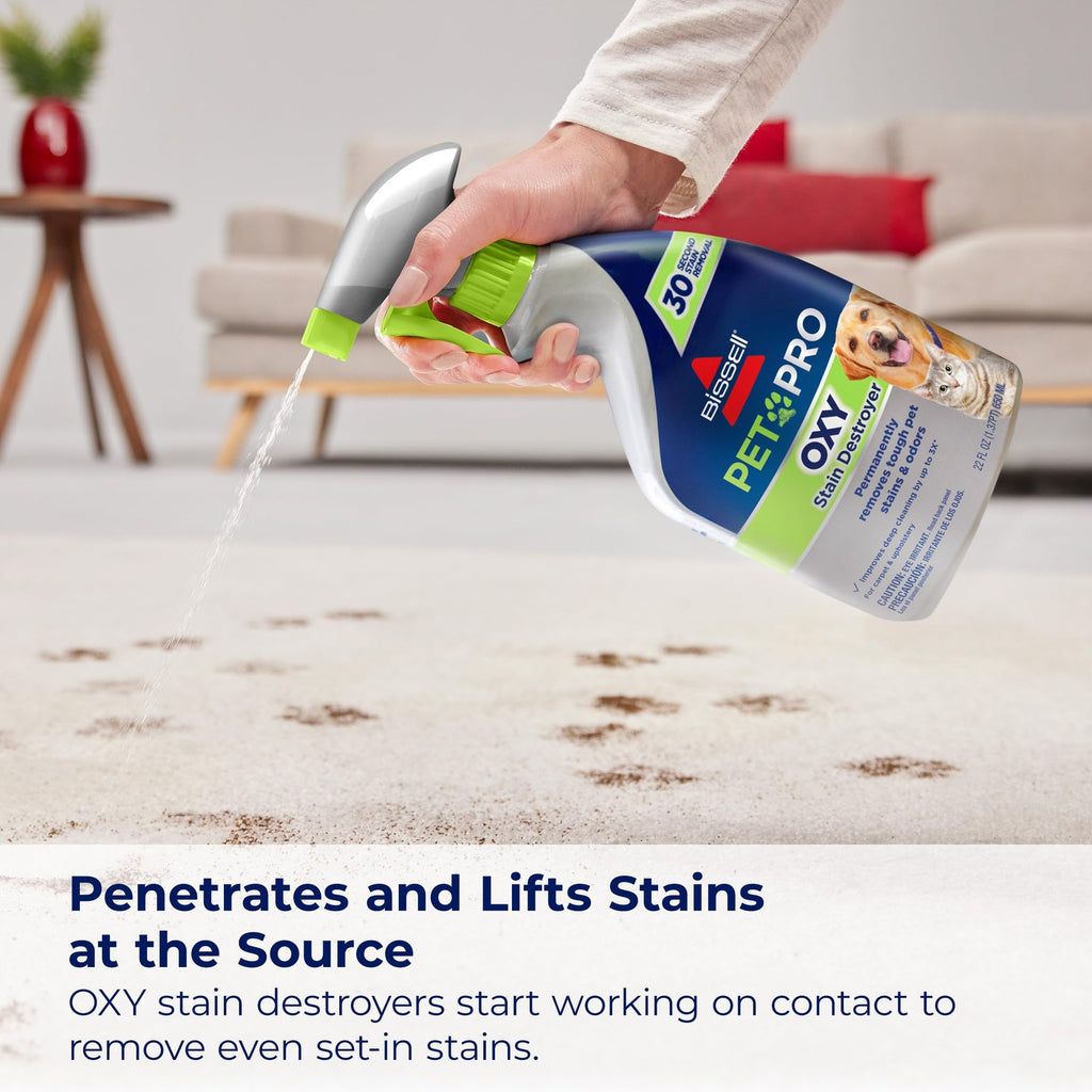 BISSELL PET PRO OXY Stain Cleaner, 22 oz, 2 Pack for Carpet & Upholstery