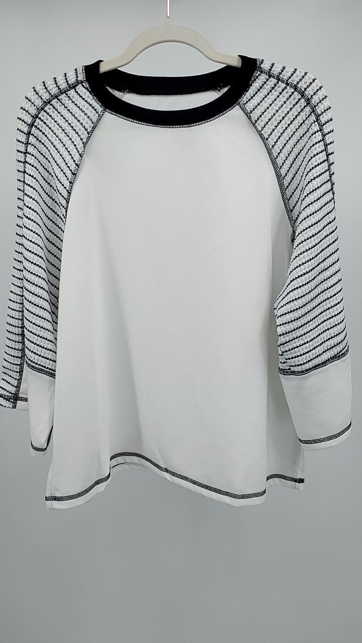 Striped Round Neck Raglan Sleeve Top