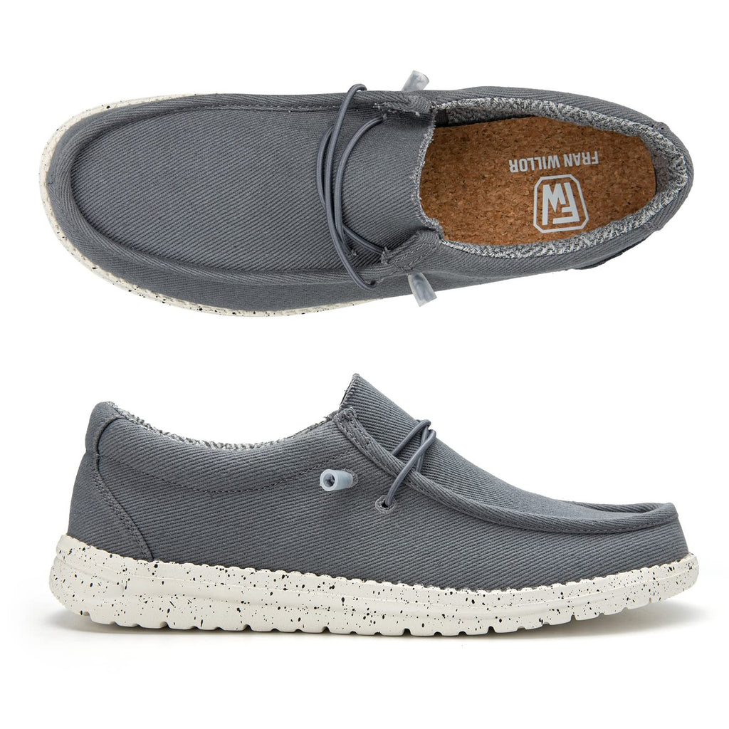 Men's Grey Canvas Slip-On Loafers Lightweight & Breathable Shoes Size 9.5