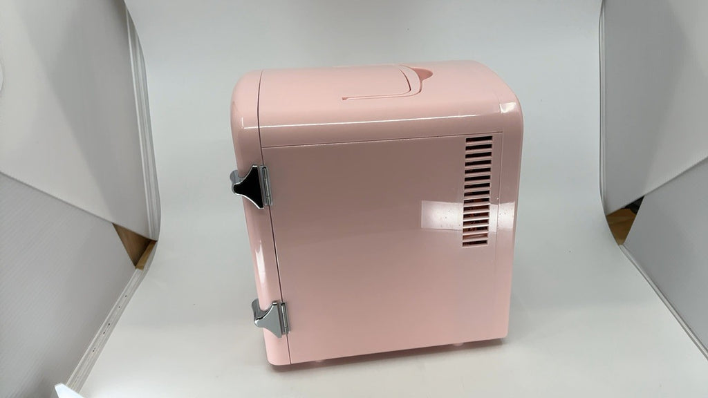 4L Pink Mini Fridge w/ Observation Window, Portable AC/DC Beverage Cooler