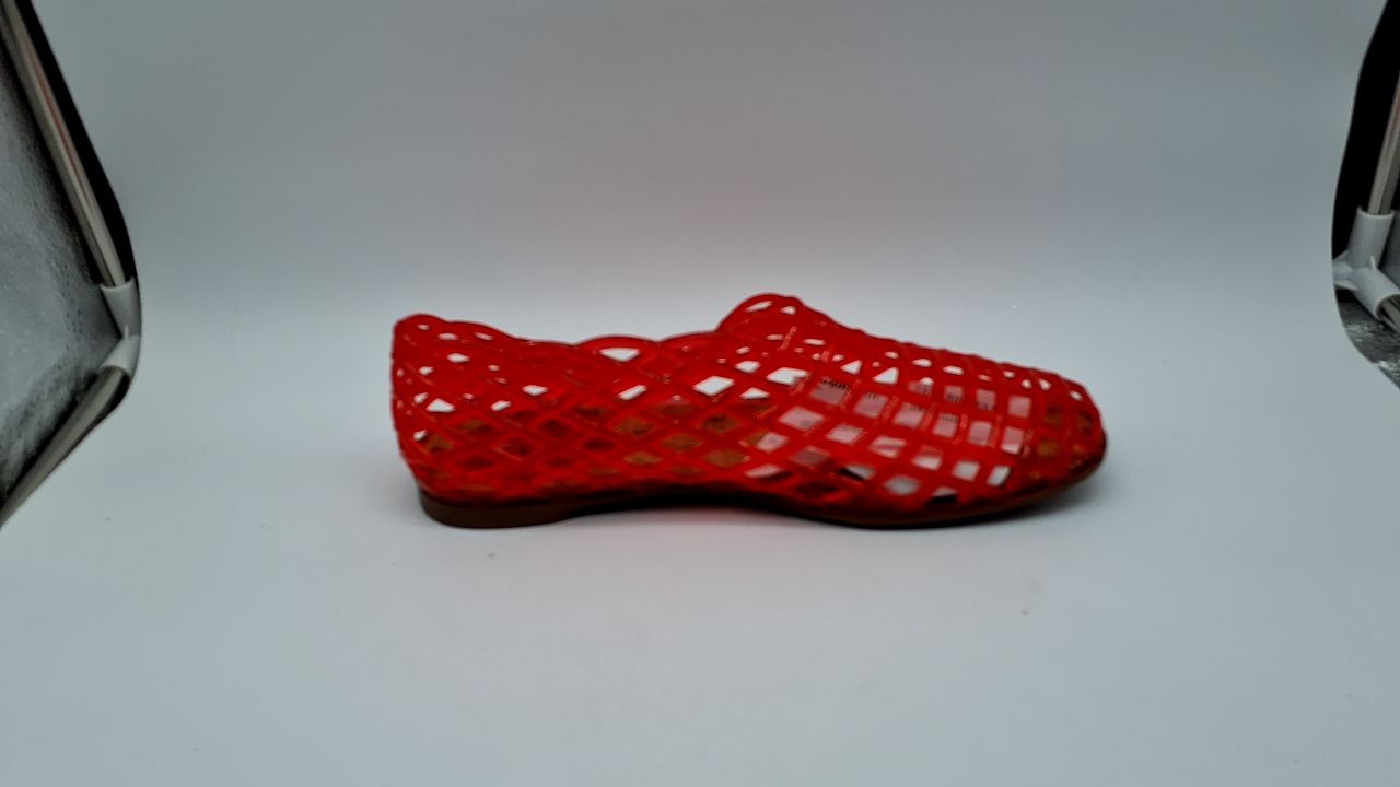 Molozoey Women's Jelly Mesh Ballet Flats, Closed Toe, Red, Size 9