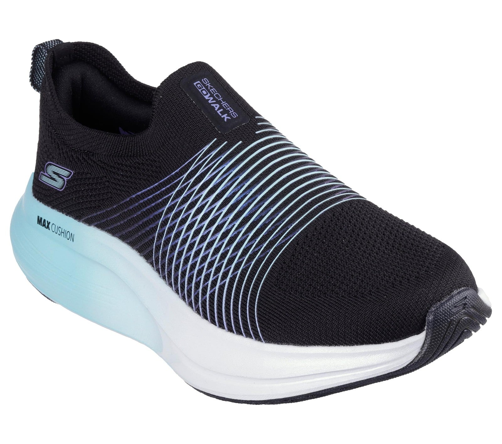 Skechers Women's Go Walk Max Walker Sally Sneaker, Black/Aqua, 7.5