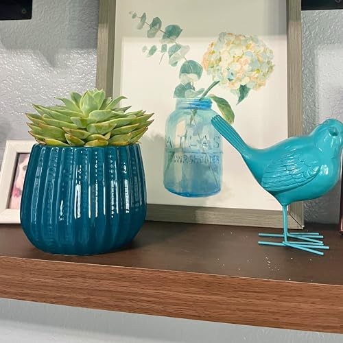 Lightweight 4" Ceramic Planter Pot - Turquoise, Indoor/Outdoor Use