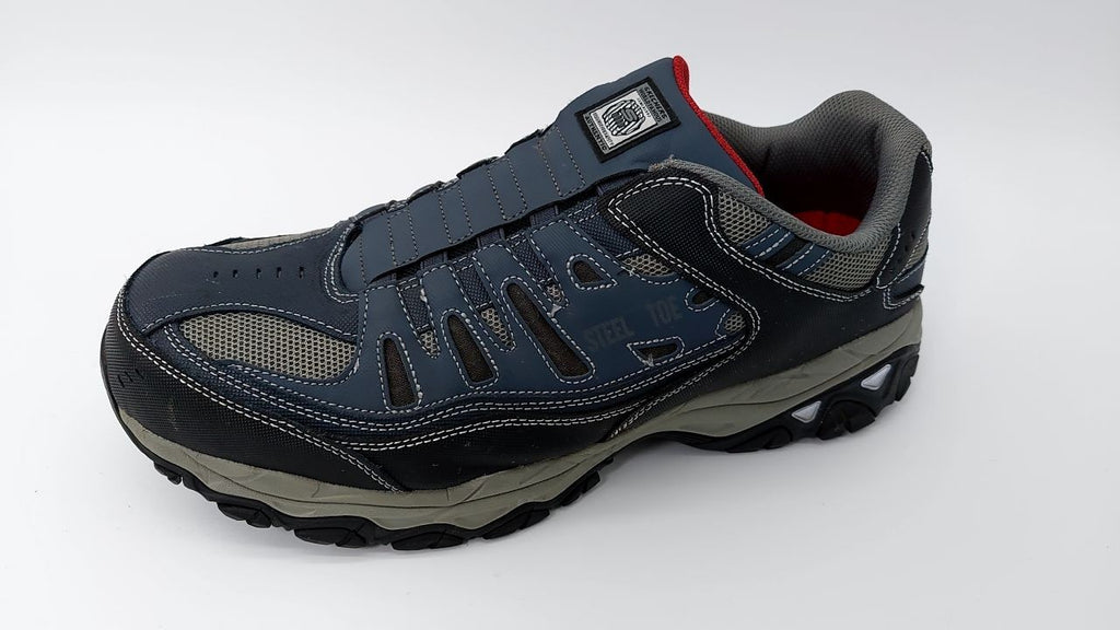 Skechers Men's Cankton Ebbitt Steel Toe Construction Shoe, Navy/Grey, 14 Wide
