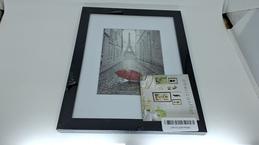 11x13 Black Picture Frame w/ Mat for 8x10 - Shatter Resistant Glass