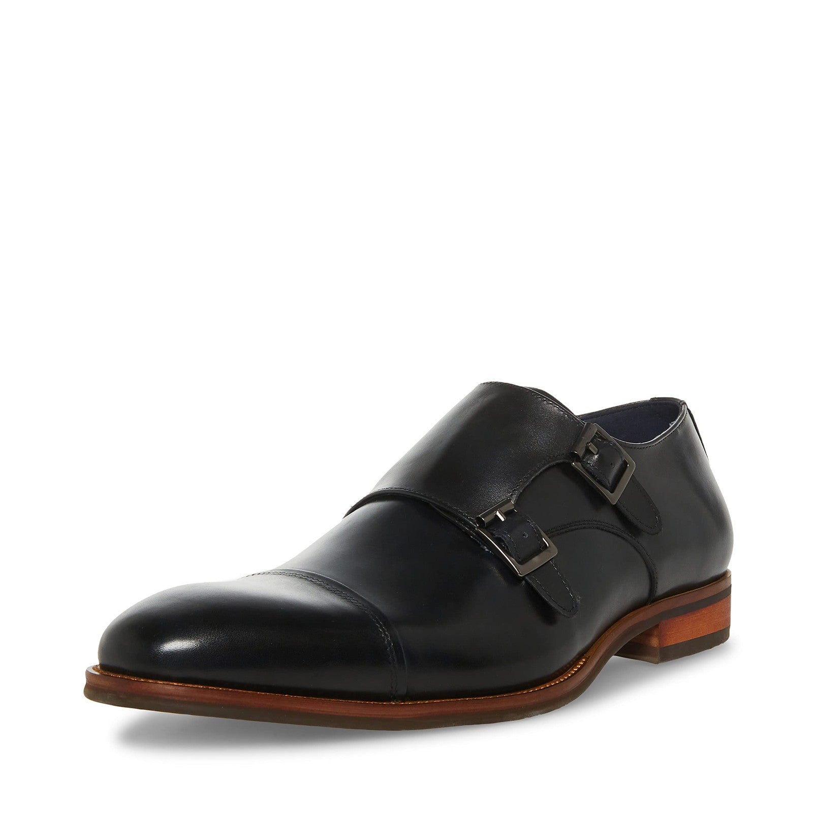 Steve Madden Men's Teon Monk-Strap Loafer, Black Leather, 11