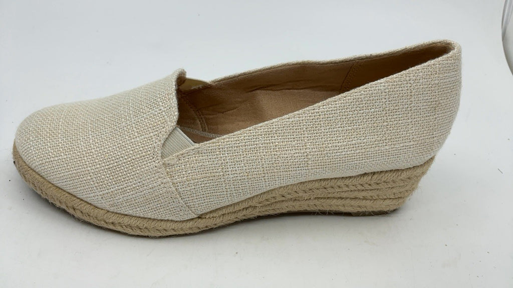 LifeStride Womens Kamilla Wedge Espadrilles Cream Linen 6 W