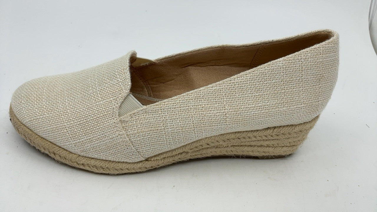 LifeStride Womens Kamilla Wedge Espadrilles Cream Linen 6 W