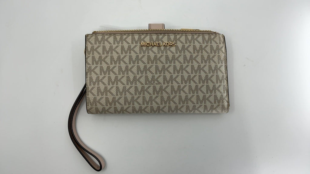 Michael Kors Jet Set Double Zip Wristlet, Gold-Tone Hardware/Vanilla/Soft Pink