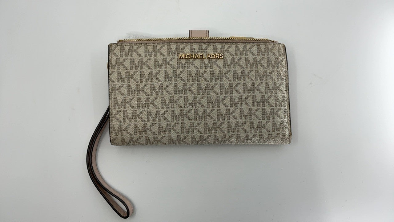 Michael Kors Jet Set Double Zip Wristlet, Gold-Tone Hardware/Vanilla/Soft Pink