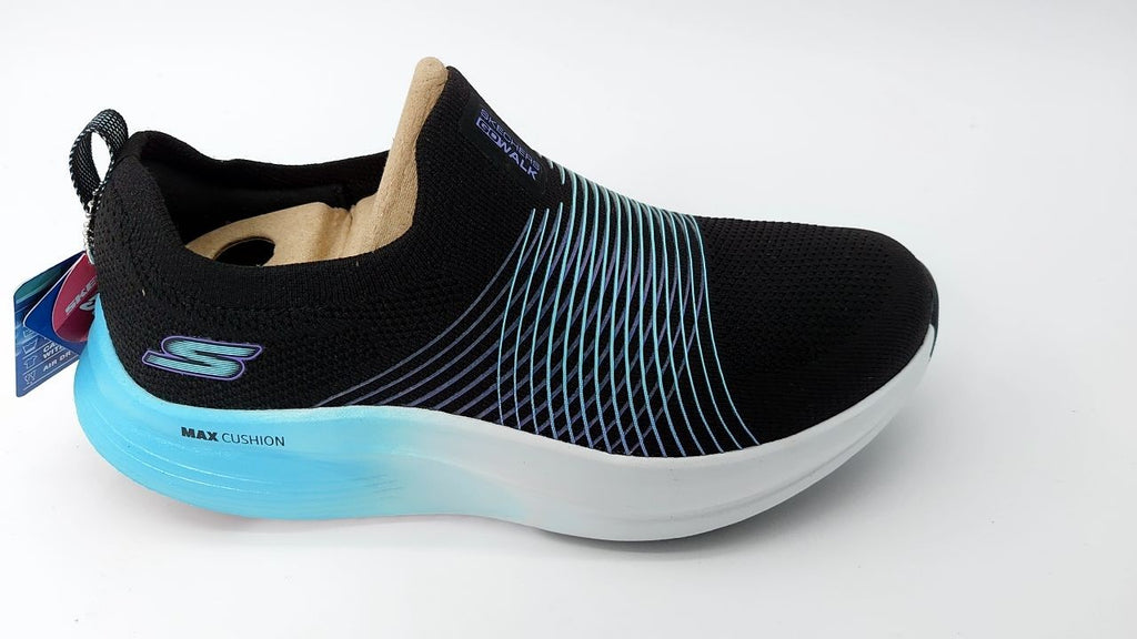 Skechers Women's Go Walk Max Walker Sally Sneaker, Black/Aqua, 7.5