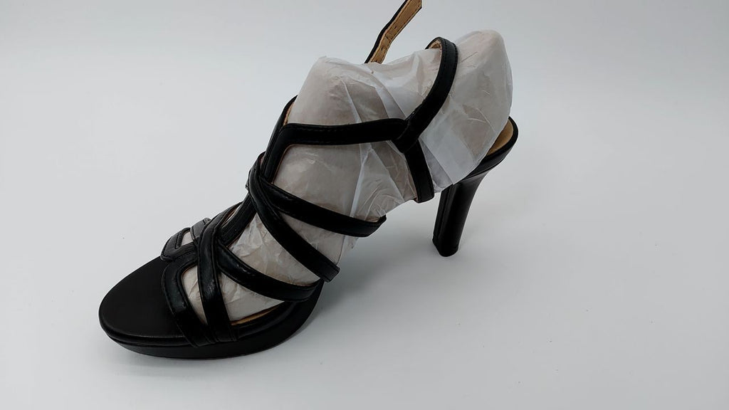 Naturalizer Womens Baylor Strappy High Heel Dress Sandal Black Smooth 7 M