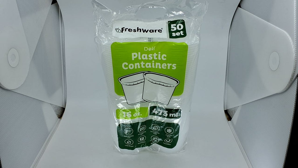 50 Deli Containers 16 oz w/ Lids, Microwave/Dishwasher Safe, BPA Free
