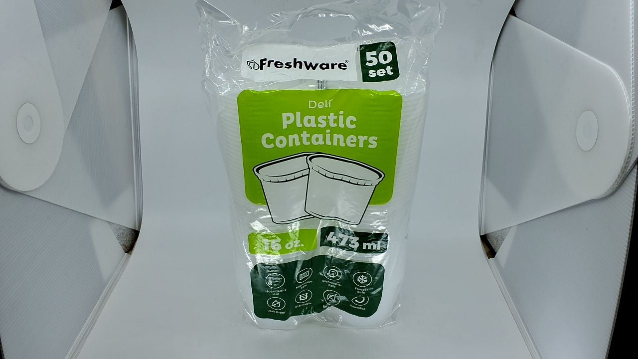 50 Deli Containers 16 oz w/ Lids, Microwave/Dishwasher Safe, BPA Free