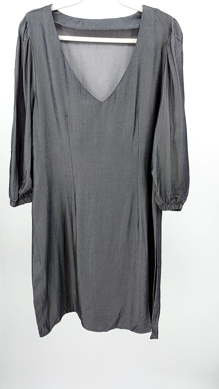 Full Size V-Neck Half Sleeve Denim Dress