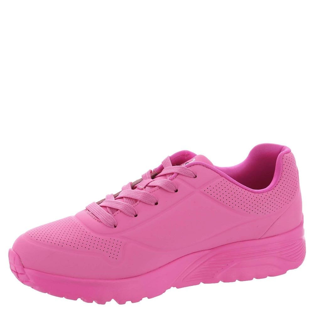 Skechers Girls UNO LITE-Metallic Love Sneaker, HotPink/Multi, 1 Little Kid