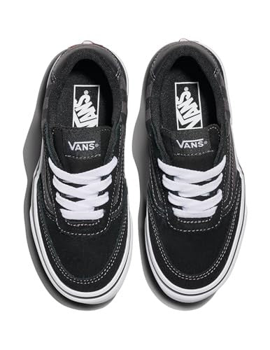Vans Youth Brooklyn LS Sneakers, Checkerboard Black/Asphalt, Size 11.5
