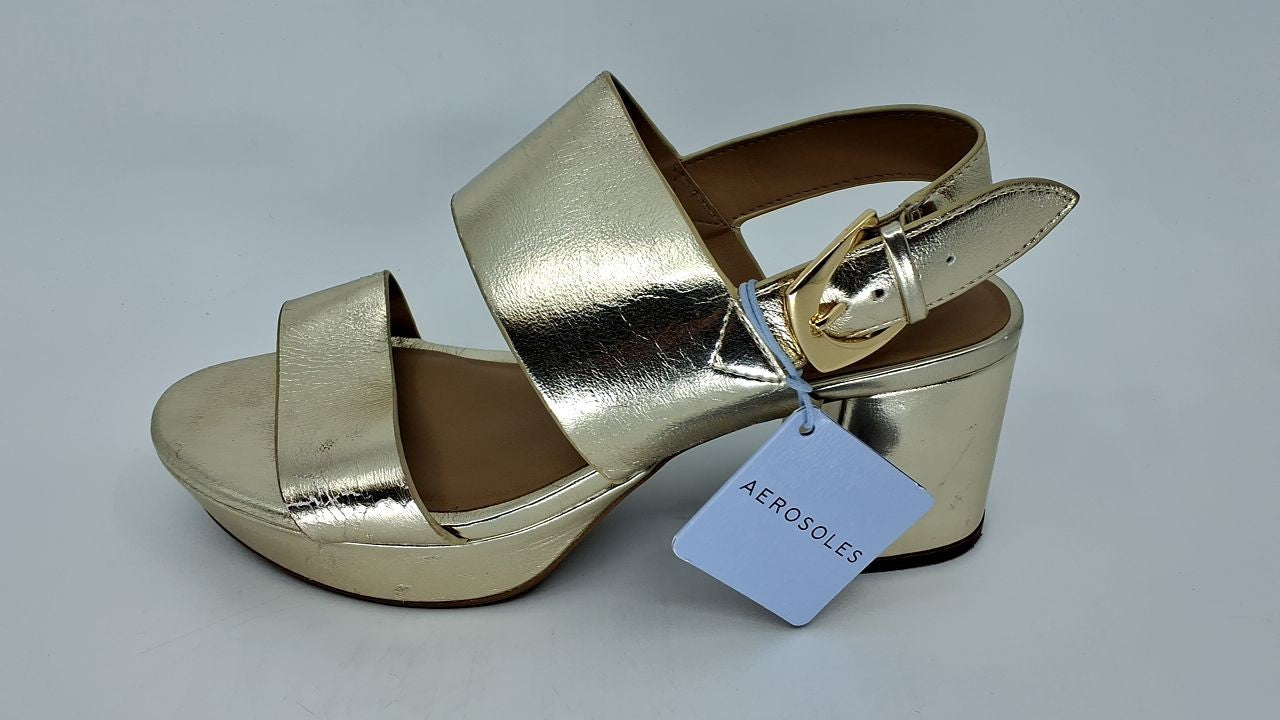 Aerosoles Women's CAMILIA Heeled Sandal, Soft Gold PU, 7 Wide