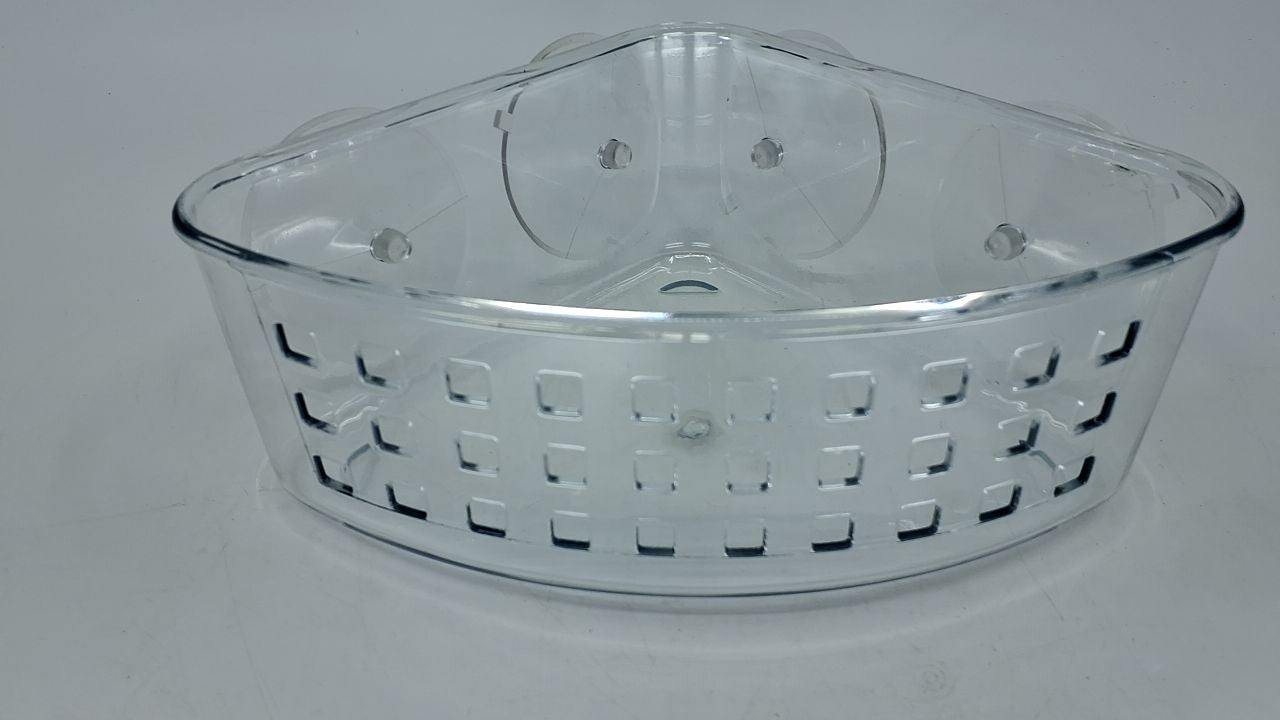 Corner Shower Caddy Basket w/ Suction Cups - Clear Plastic