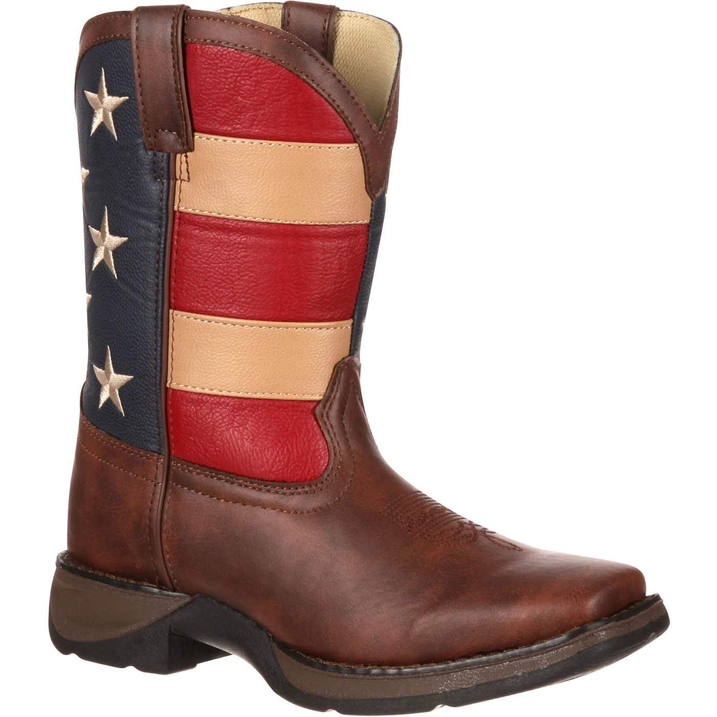 Durango Kids BT245 Lil' 8 Inch Patriotic,Brown/Union Flag,6 M US Big Kid