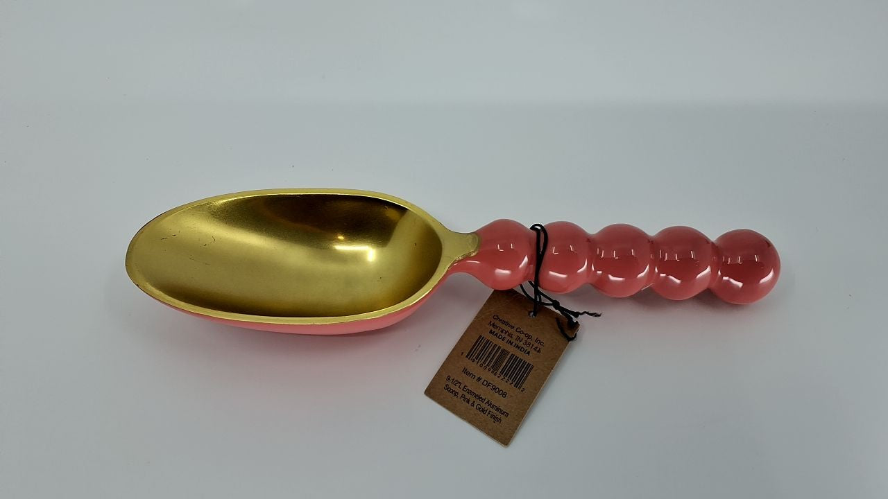 Creative Co-Op Enameled Aluminum Kitchen Scoop, Pink and Gold