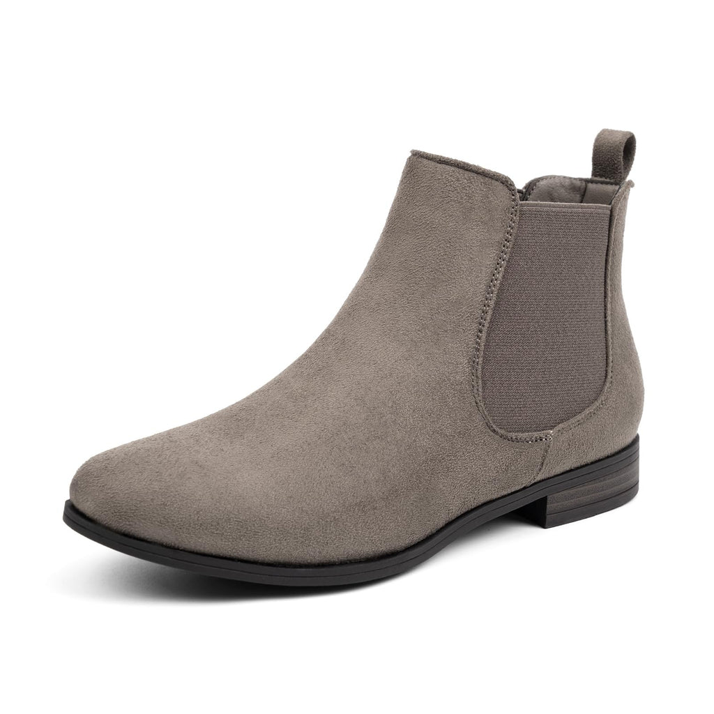 VJH Confort Womens Taupe Solid Slip On Elastic Chelsea Bootie Low Heel, 8.5