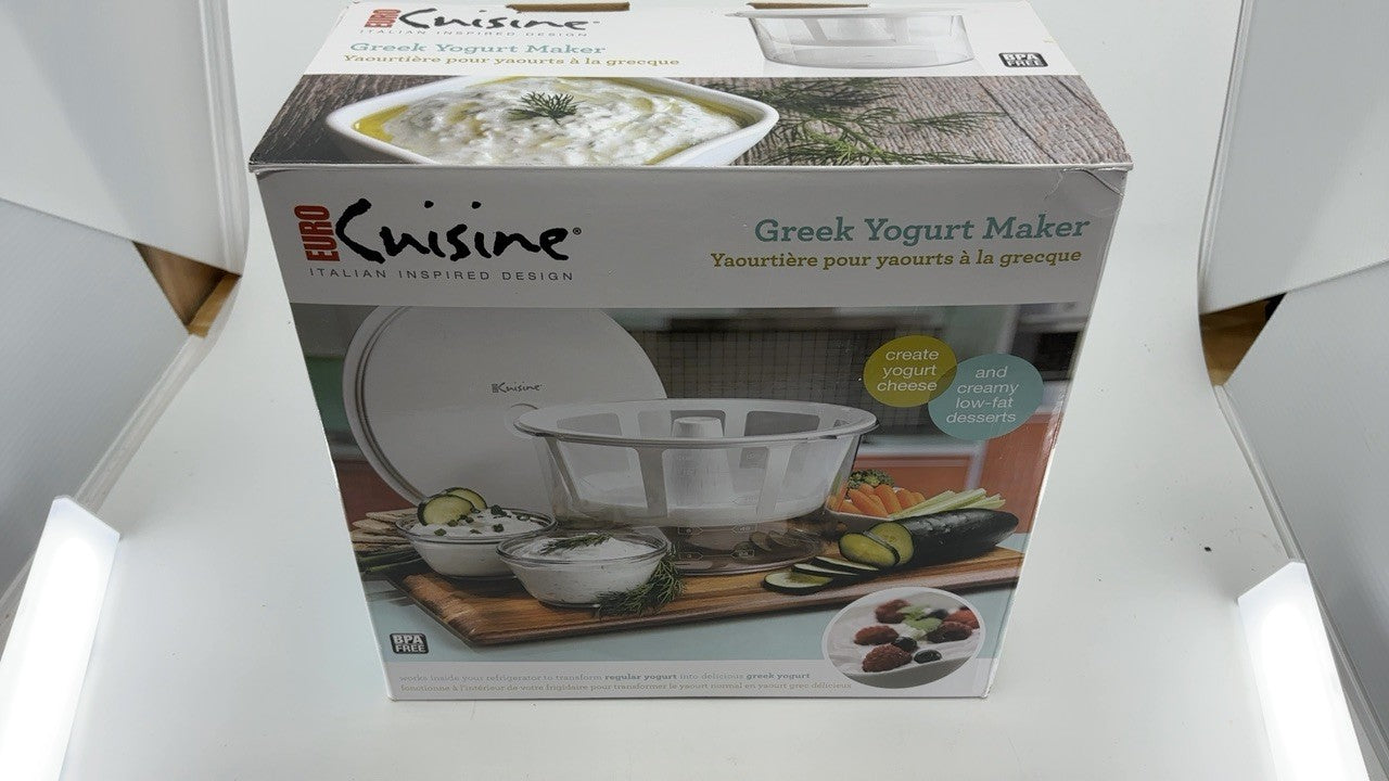 Euro Cuisine Greek Yogurt Maker 2 Quart Patented Strainer White