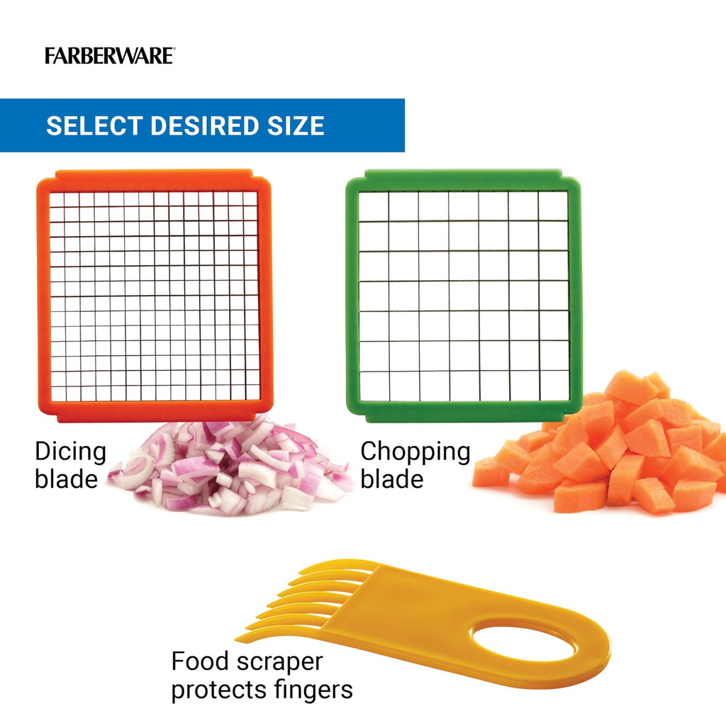Farberware Vegetable Chopper w/ 2 Blades, Dices Onions, Tomatoes, Potatoes