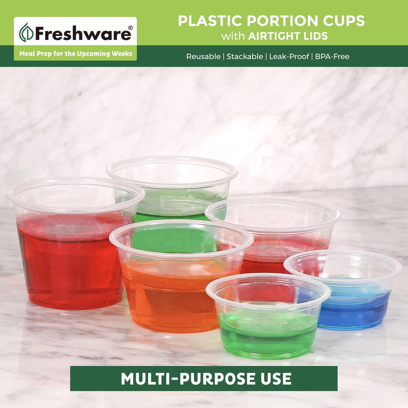 1 Oz Plastic Portion Cups w/ Lids - 200 Sets, Clear Souffle Cups
