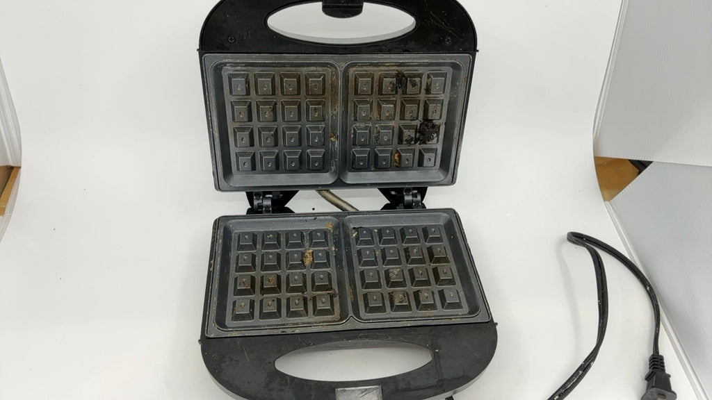 Black Nonstick Belgian Waffle Maker, 2 Slice, Compact Design