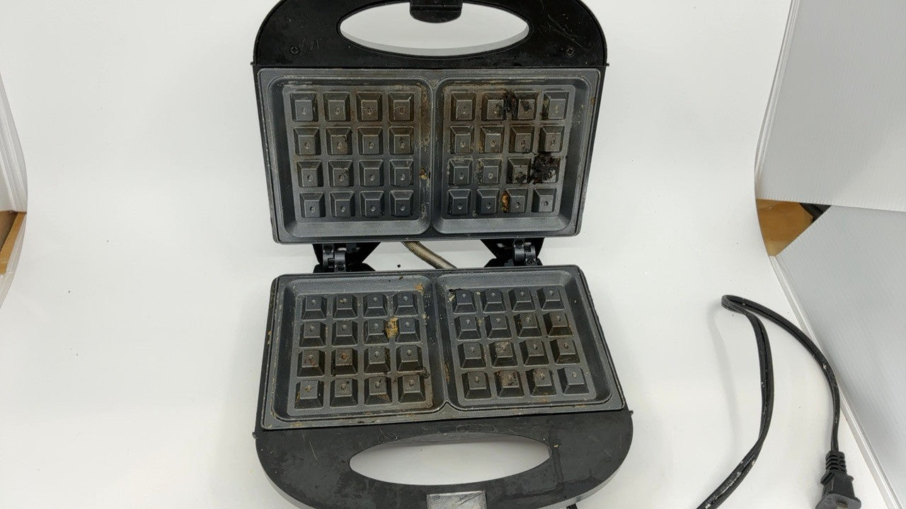 Black Nonstick Belgian Waffle Maker, 2 Slice, Compact Design