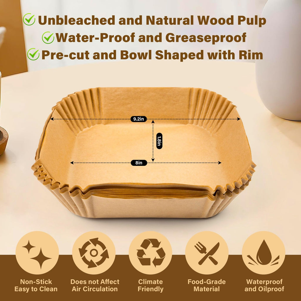 Disposable Air Fryer Liners, 125Pcs Unbleached 8 Inch Parchment Paper
