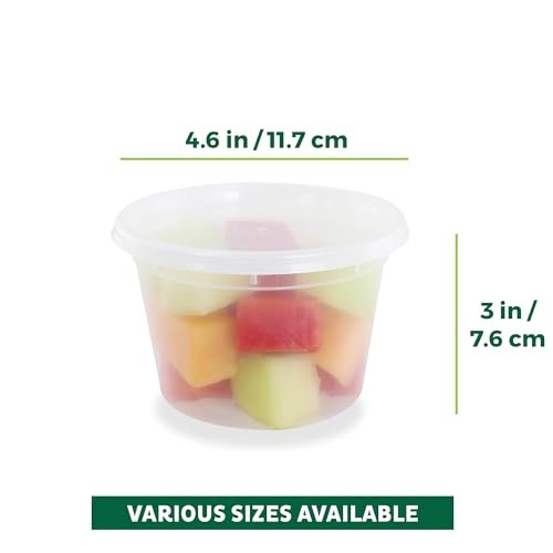 16 oz Deli Food Storage Containers, 50-Set, Stackable & Microwave Safe