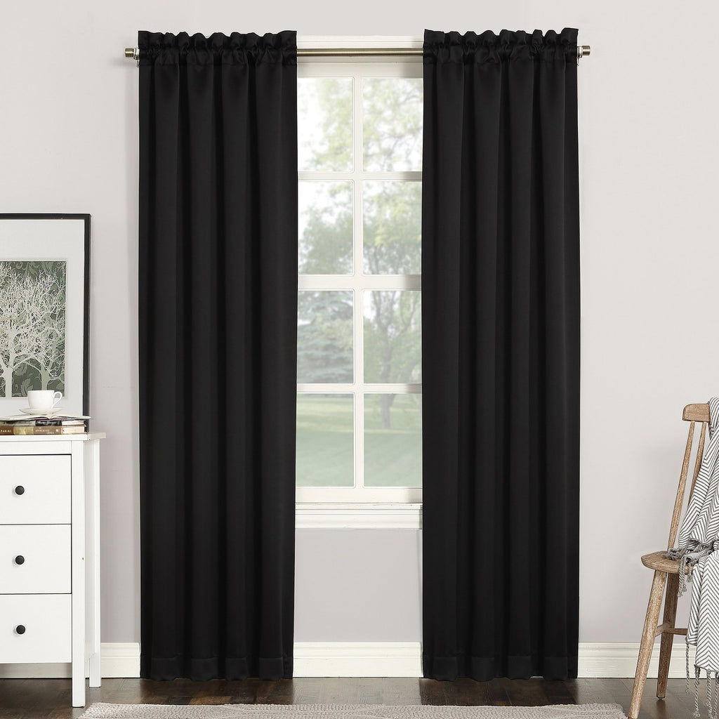 Sun Zero Easton Blackout Curtain Panel 40x63 in Black Polyester