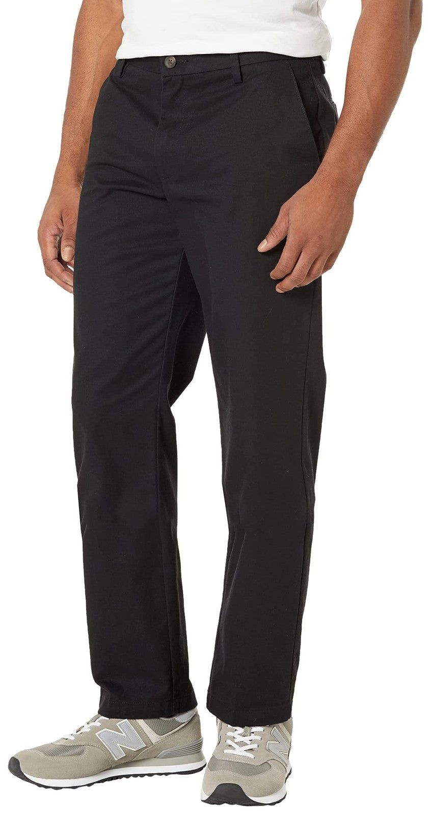 Men's Black Chino Pants, 28W x 32L, Straight-Fit, Wrinkle-Resistant
