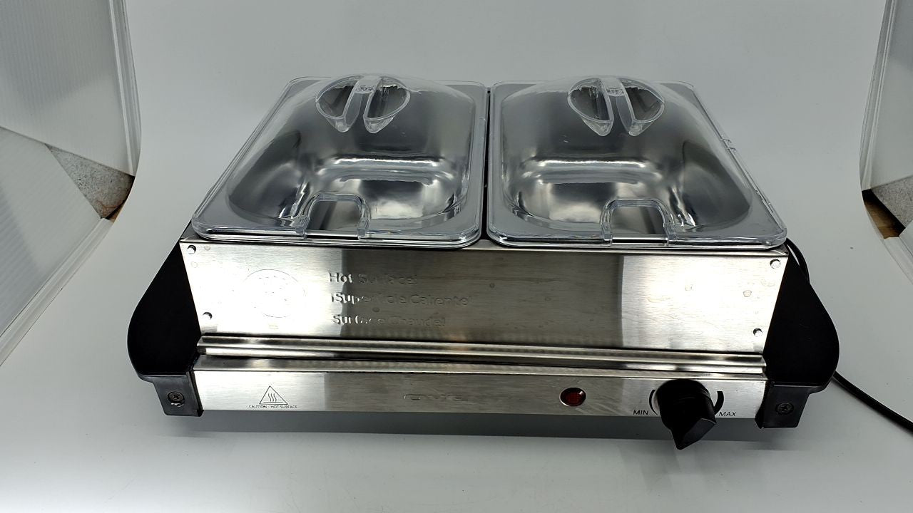 Electric Food Warmer Buffet Server, 2 Stainless Steel Chafing Dishes, 1.5 Qt