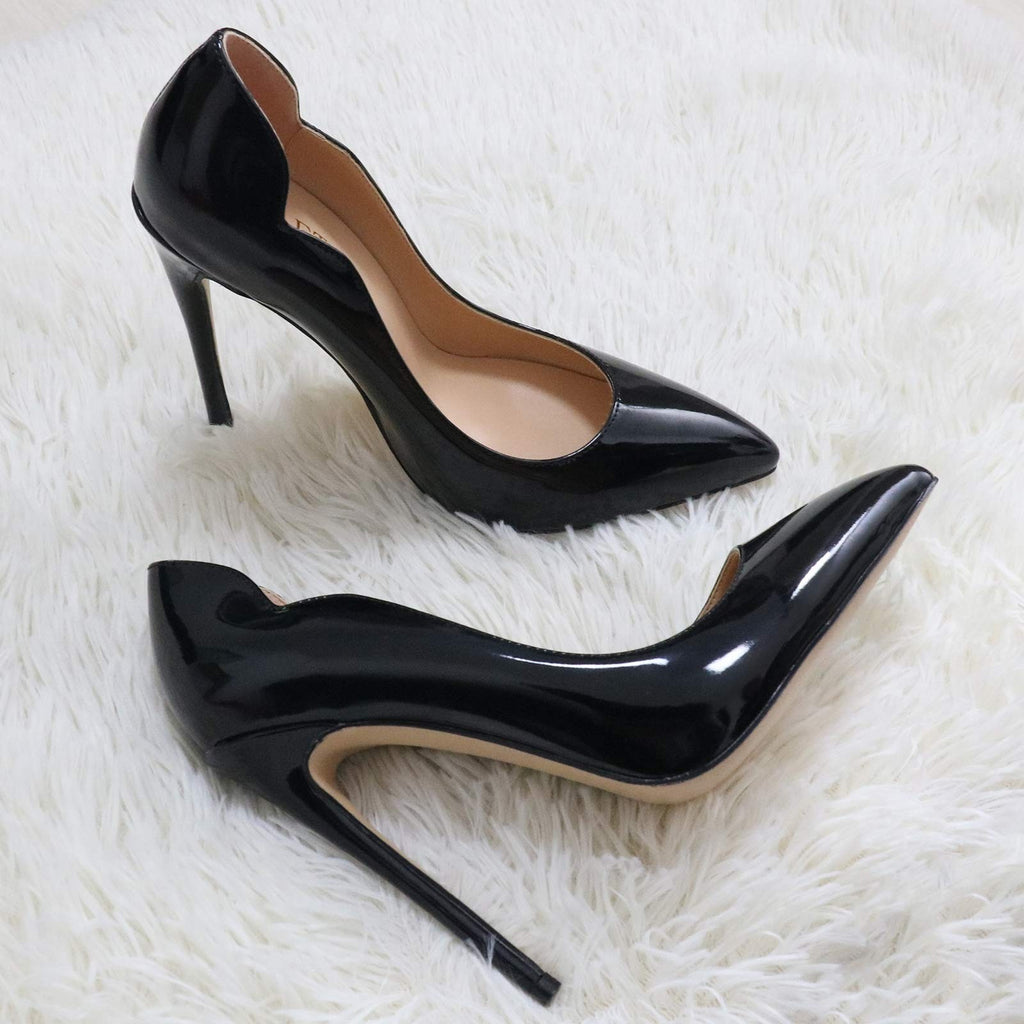 COLETER Black Stiletto Heels 4.72in Pointed Toe Pumps Size 8