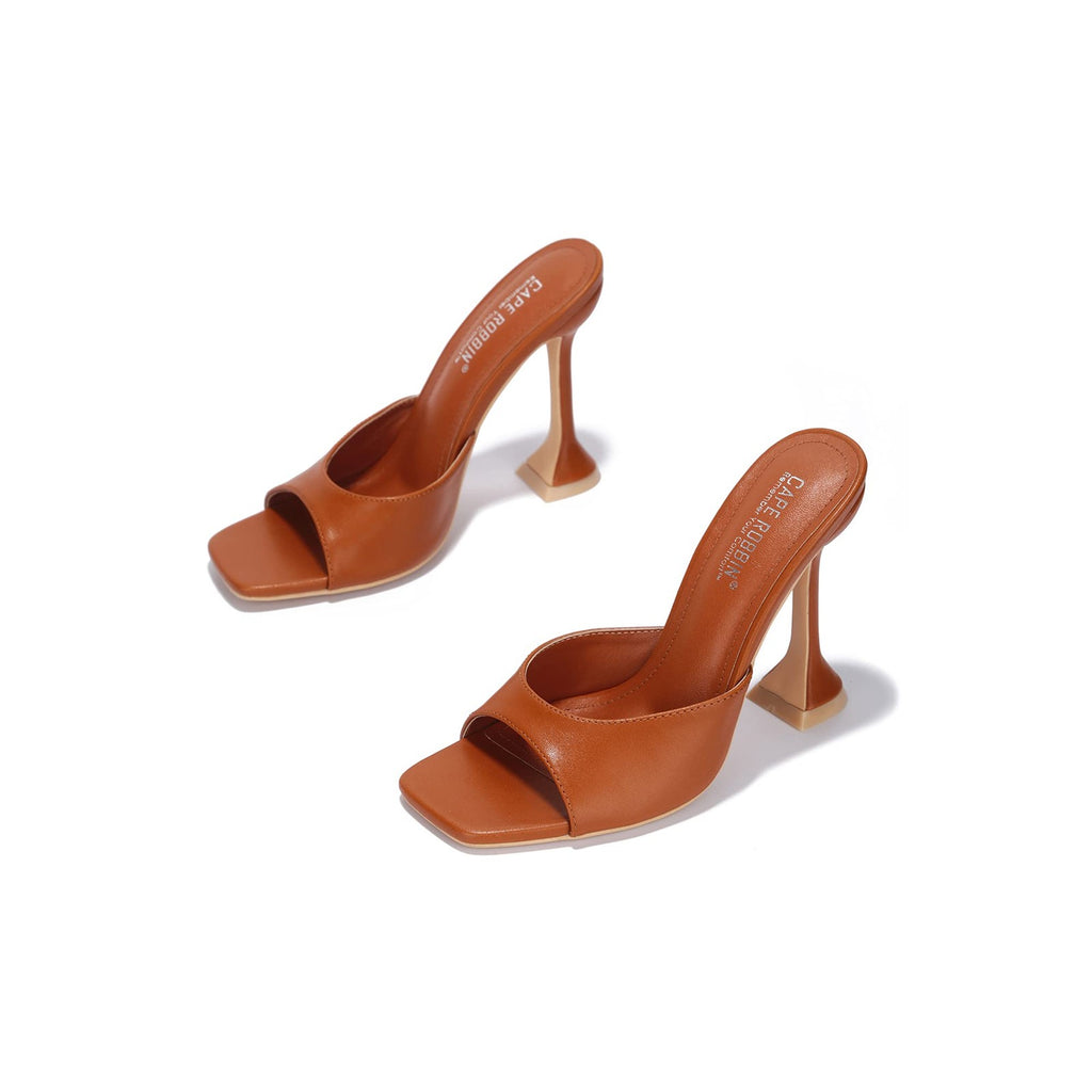 Cape Robbin Lithe Tan High Heels Size 8, Square Open Toe